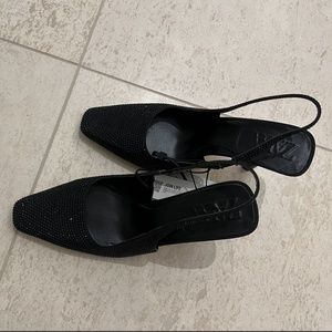 NWT ZARA BLACK SHOES with rhinestones, size 6